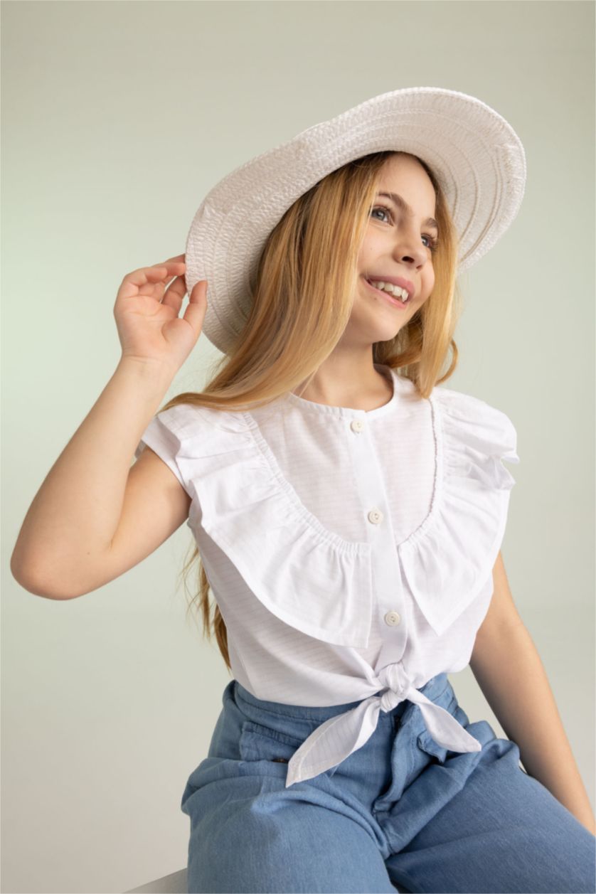Girls & Teens White Girl Cotton Short Sleeve Shirt