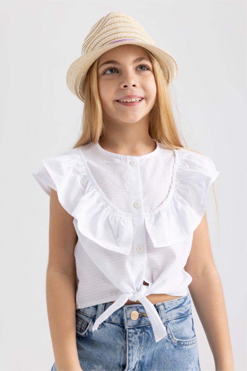 Girls & Teens White Girl Cotton Short Sleeve Shirt