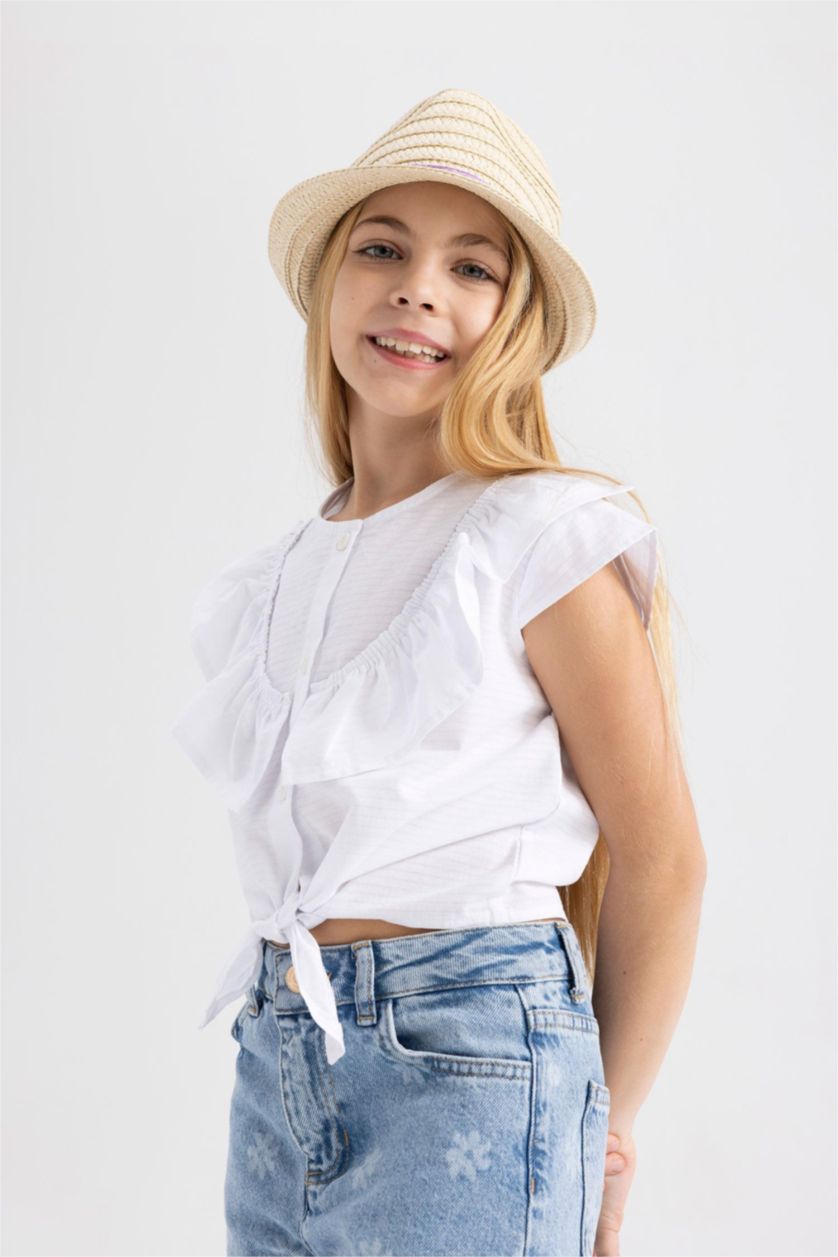 Girls & Teens White Girl Cotton Short Sleeve Shirt