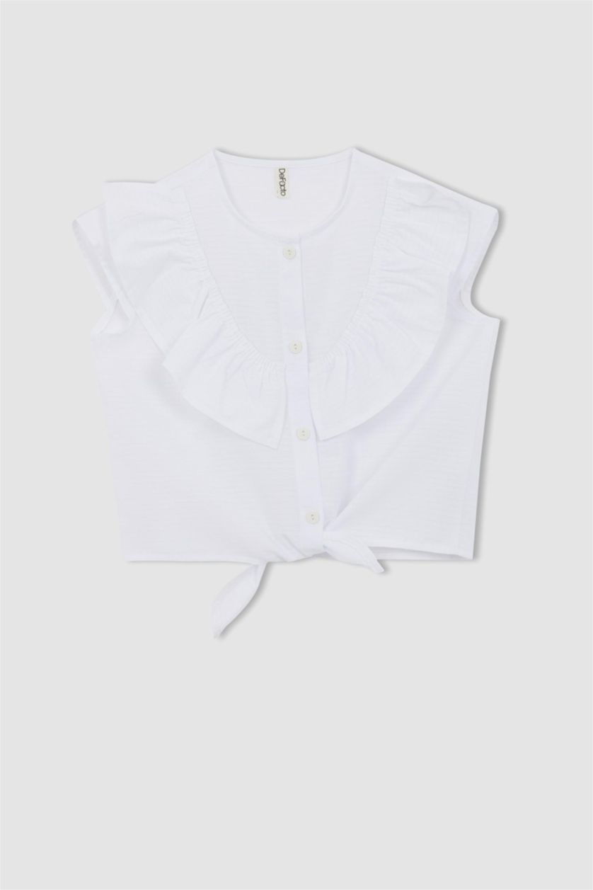Girls & Teens White Girl Cotton Short Sleeve Shirt