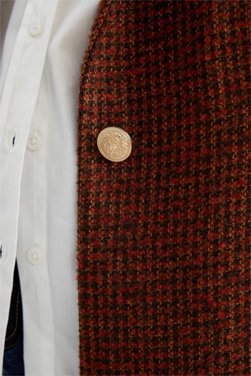 Kadın Turuncu Sorbe X Defacto Oversize Fit Yün Görünümlü Blazer Ceket