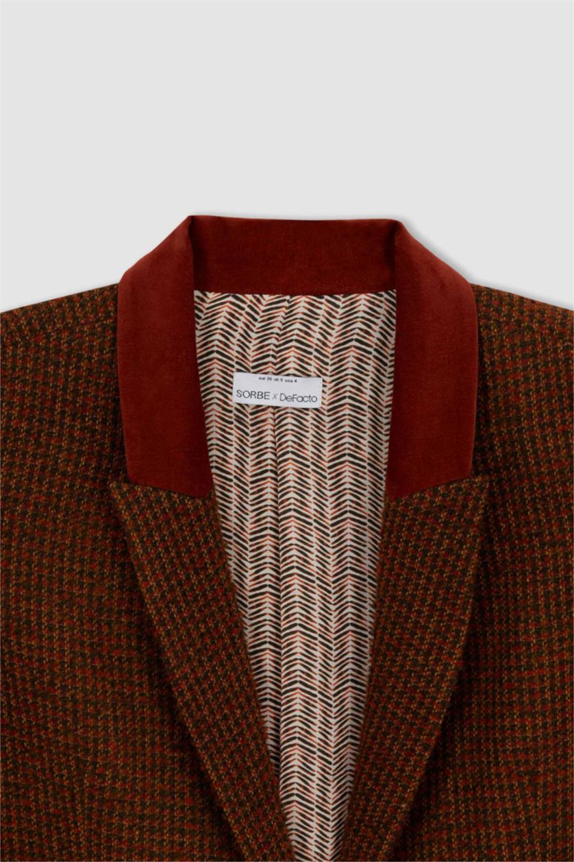 Kadın Turuncu Sorbe X Defacto Oversize Fit Yün Görünümlü Blazer Ceket