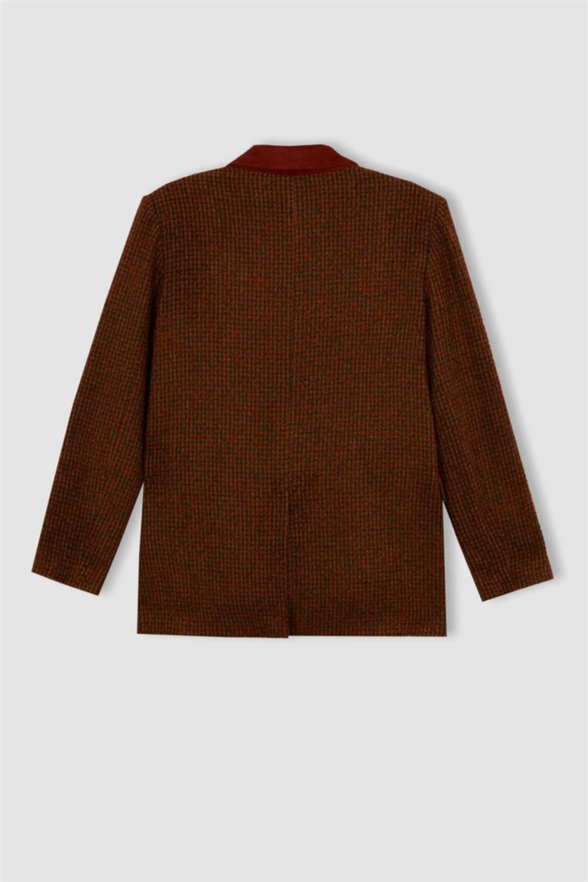 Kadın Turuncu Sorbe X Defacto Oversize Fit Yün Görünümlü Blazer Ceket