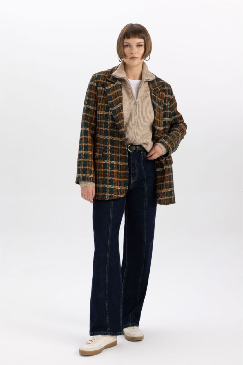 حريمي أخضر بليزر اوفر سايز مظهرصوفي