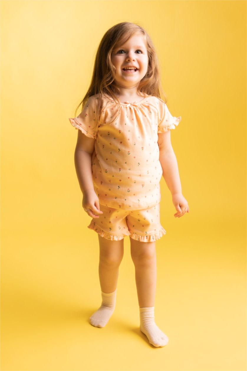 Baby Girl Light Pink Baby Girl Floral Short Sleeve 2-Pajama Set