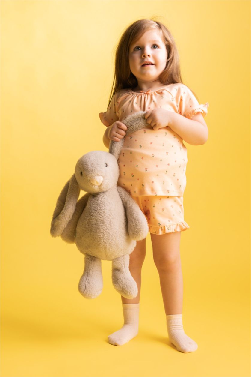 Baby Girl Light Pink Baby Girl Floral Short Sleeve 2-Pajama Set