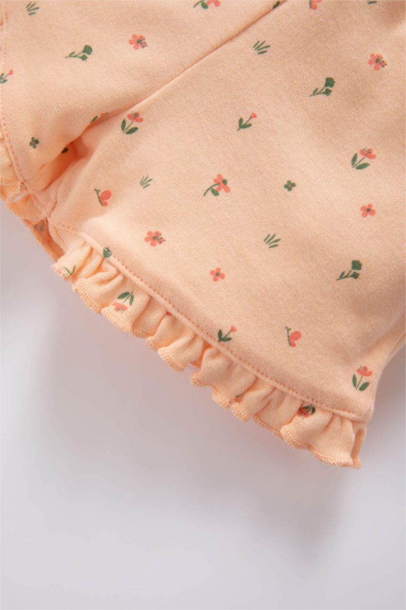 Baby Girl Light Pink Baby Girl Floral Short Sleeve 2-Pajama Set