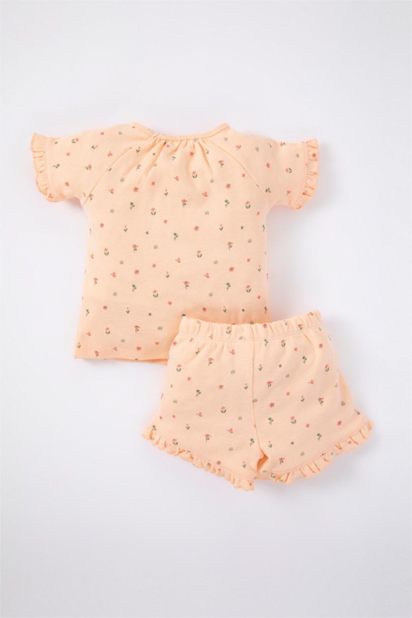 Baby Girl Light Pink Baby Girl Floral Short Sleeve 2-Pajama Set