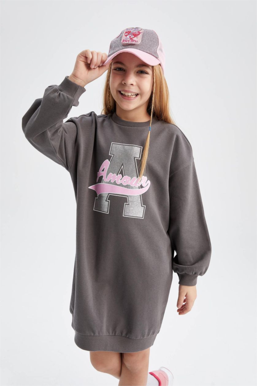 بنات أنثرا فستان قماش بقصة عادية