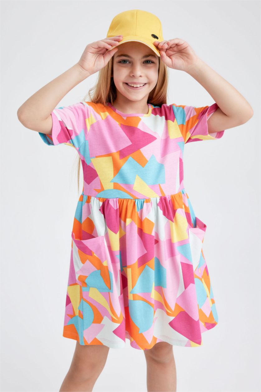 FILLES Rose Robe En Tricot Manche Courte