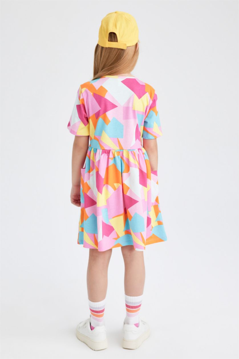 FILLES Rose Robe En Tricot Manche Courte