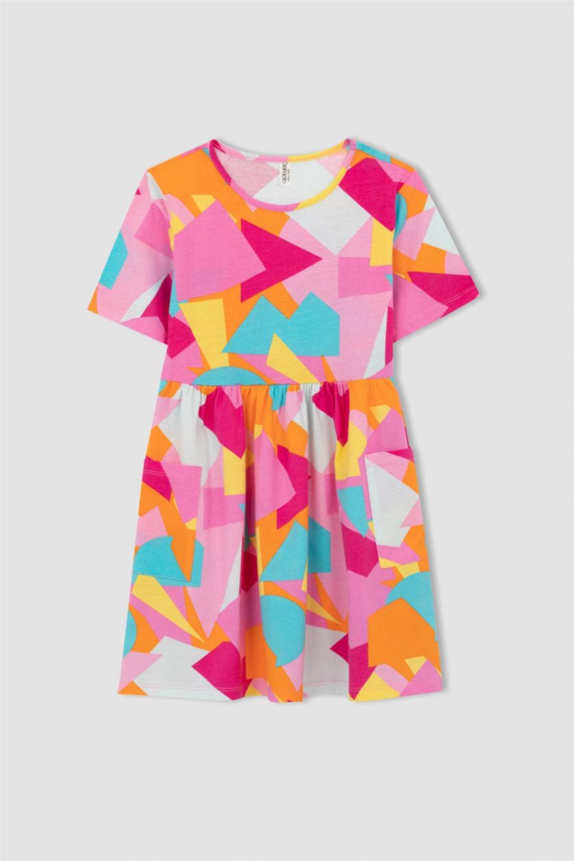 FILLES Rose Robe En Tricot Manche Courte