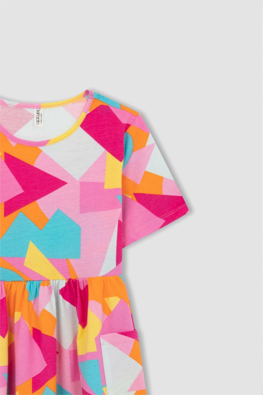 FILLES Rose Robe En Tricot Manche Courte