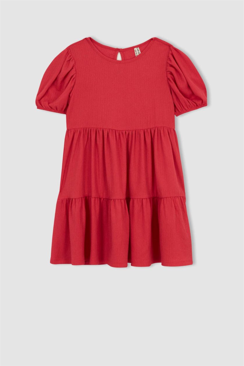 Girls & Teens Light Red Girls Short Sleeve Dress