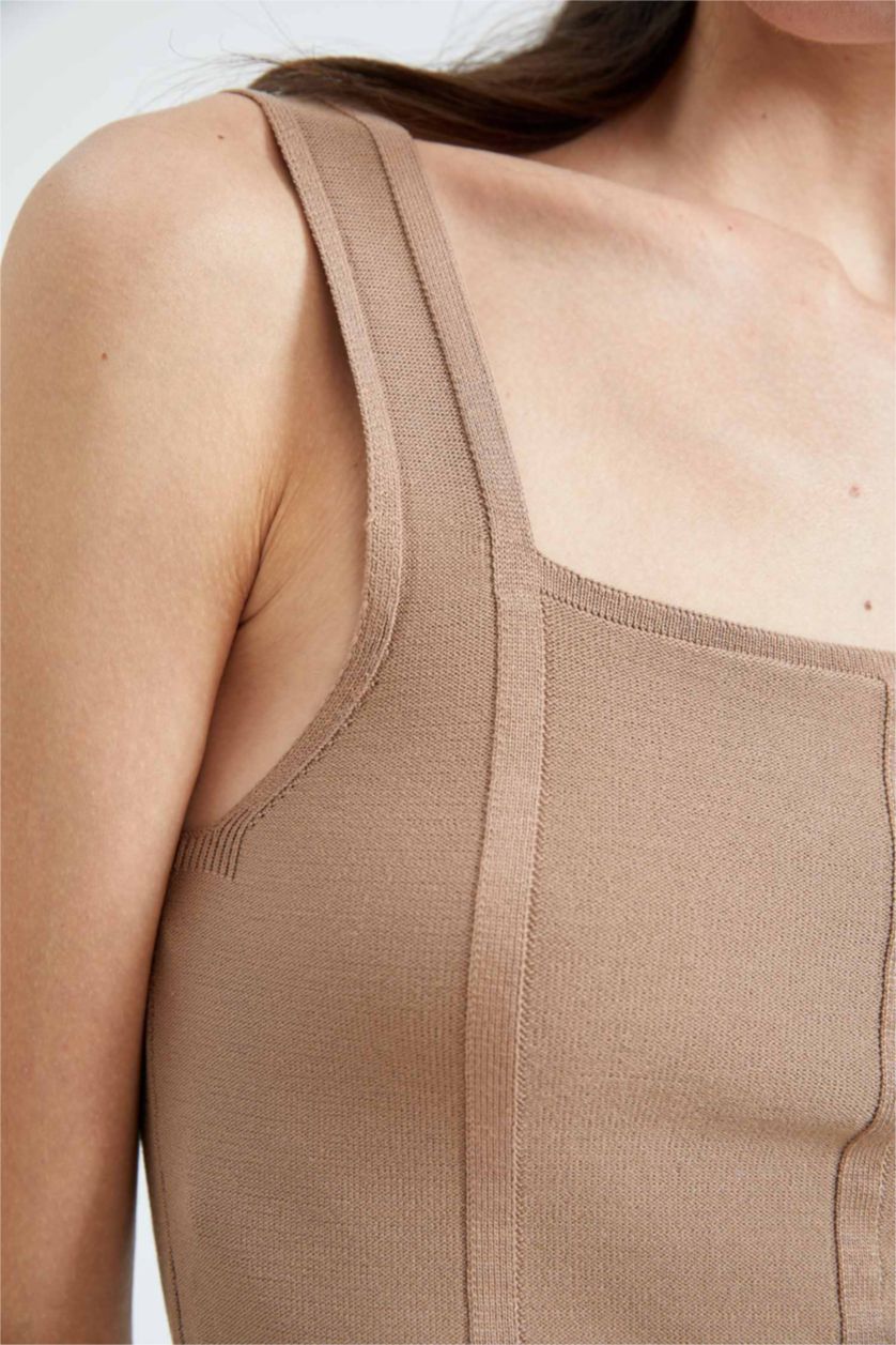 WOMAN Beige Sorbe X Defacto Square Neck Corset Look Crop Top