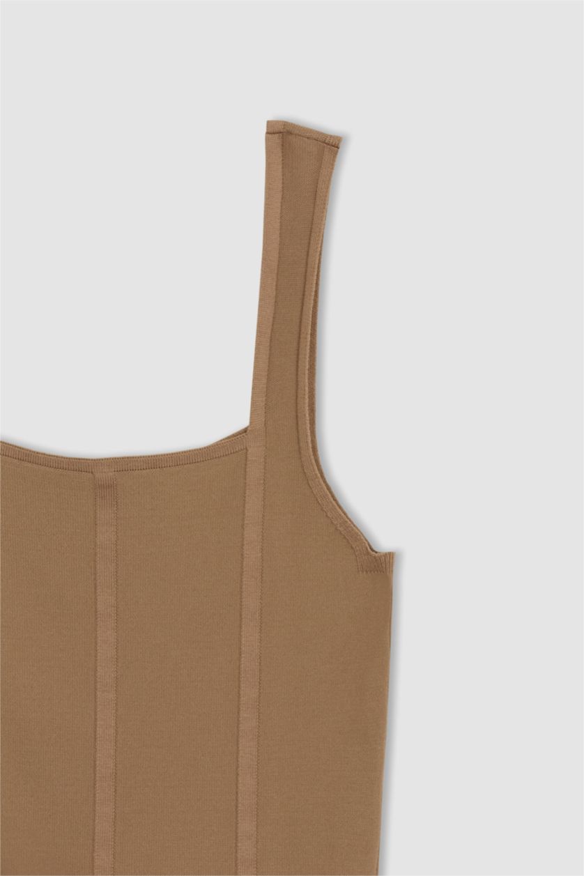 WOMAN Beige Sorbe X Defacto Square Neck Corset Look Crop Top