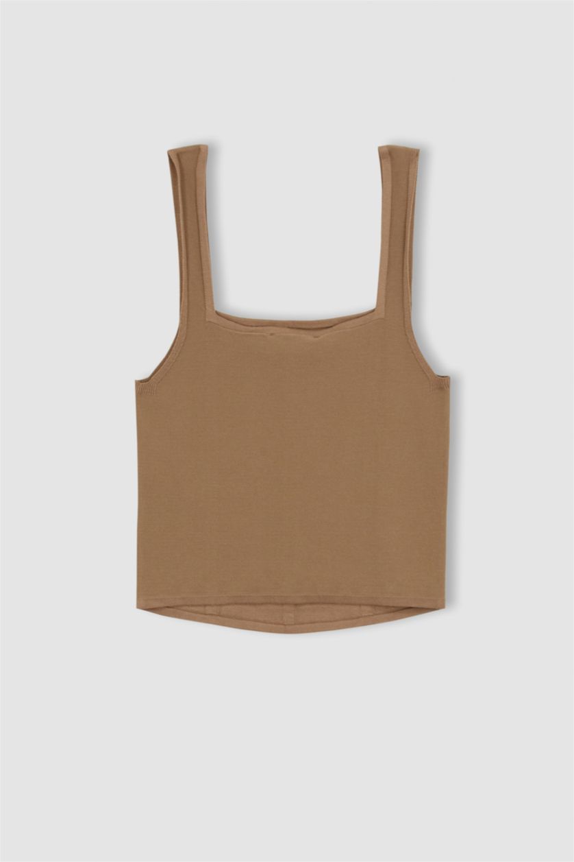 WOMAN Beige Sorbe X Defacto Square Neck Corset Look Crop Top