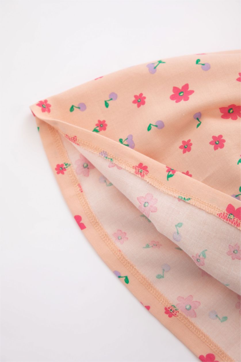 BABY GIRL Salmon Baby Girl Floral Long Sleeve Twill Dress