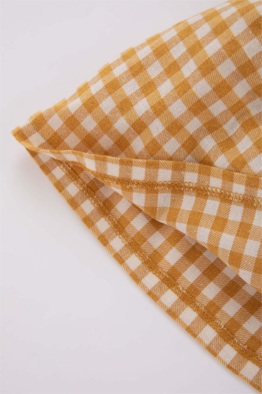 BÉBÉ FILLE Jaune Clair Robe En Flanelle À Carreaux Et Manches Longues Pour Bébé Fille