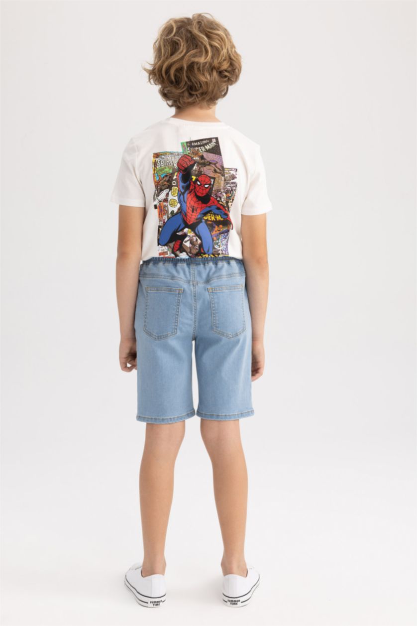 Erkek Çocuk - Genç Erkek Açık Mavi Jean Basic Düz Şort Erkek Çocuk