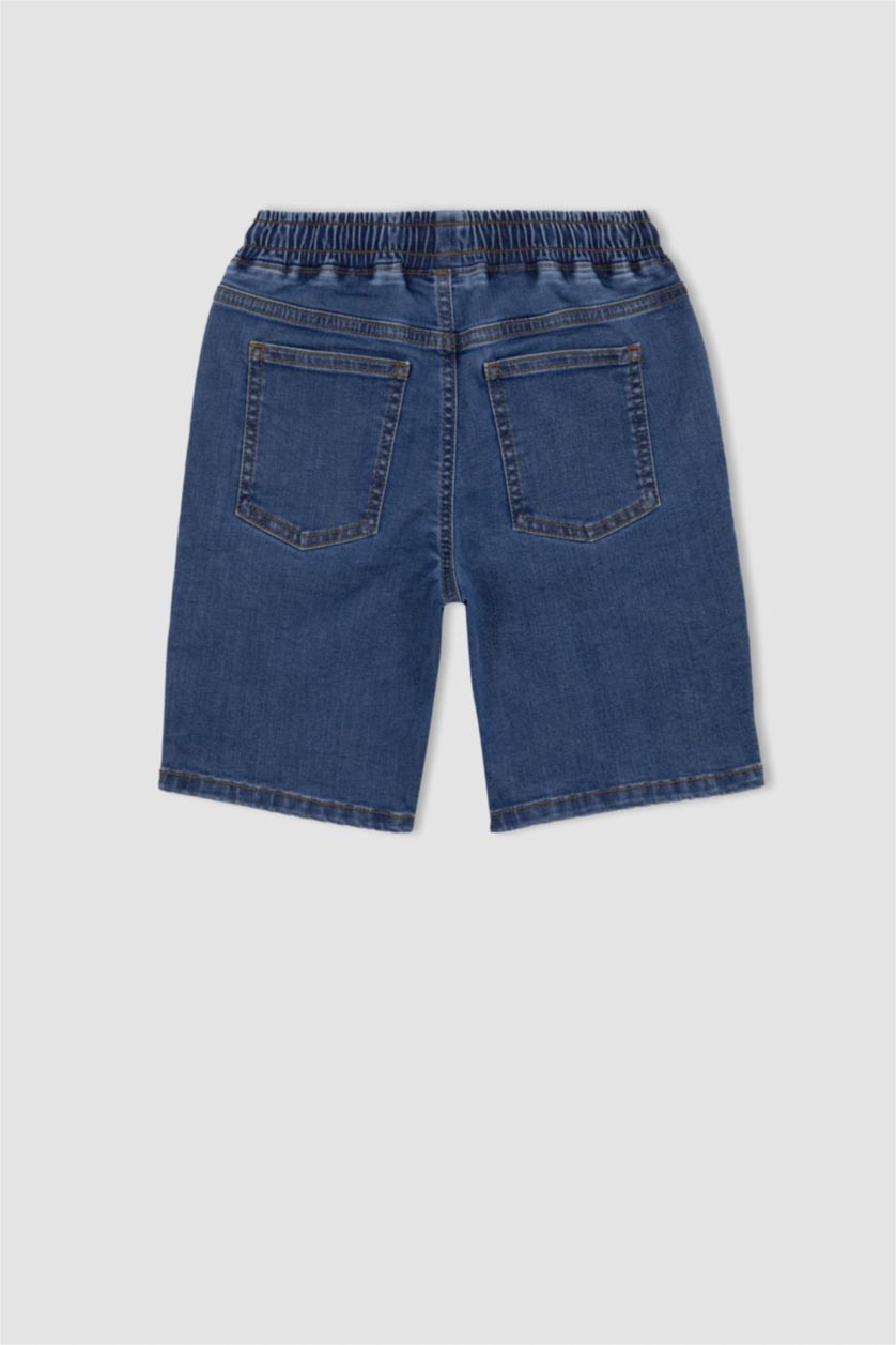 Erkek Çocuk - Genç Erkek Mavi Erkek Çocuk Basic Düz Jean Şort