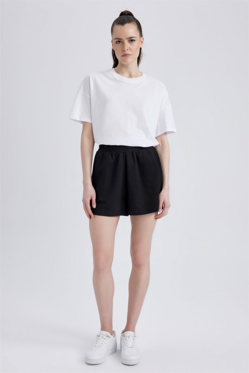 حريمي أسود Regular Fit Thin Sweatshirt Fabric