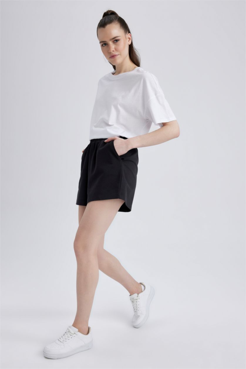 حريمي أسود Regular Fit Thin Sweatshirt Fabric