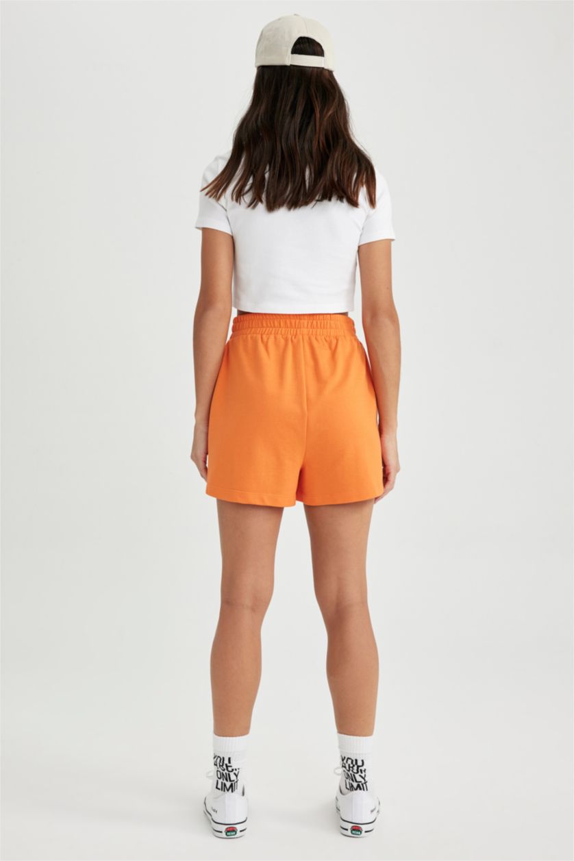 FEMME Orange Short Coupe Régulière Ourlet régulier