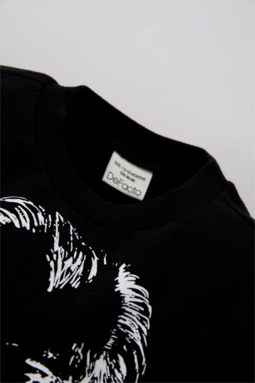 Kız Bebek Siyah Kız Bebek Bisiklet Yaka Atatürk Baskılı Sweatshirt