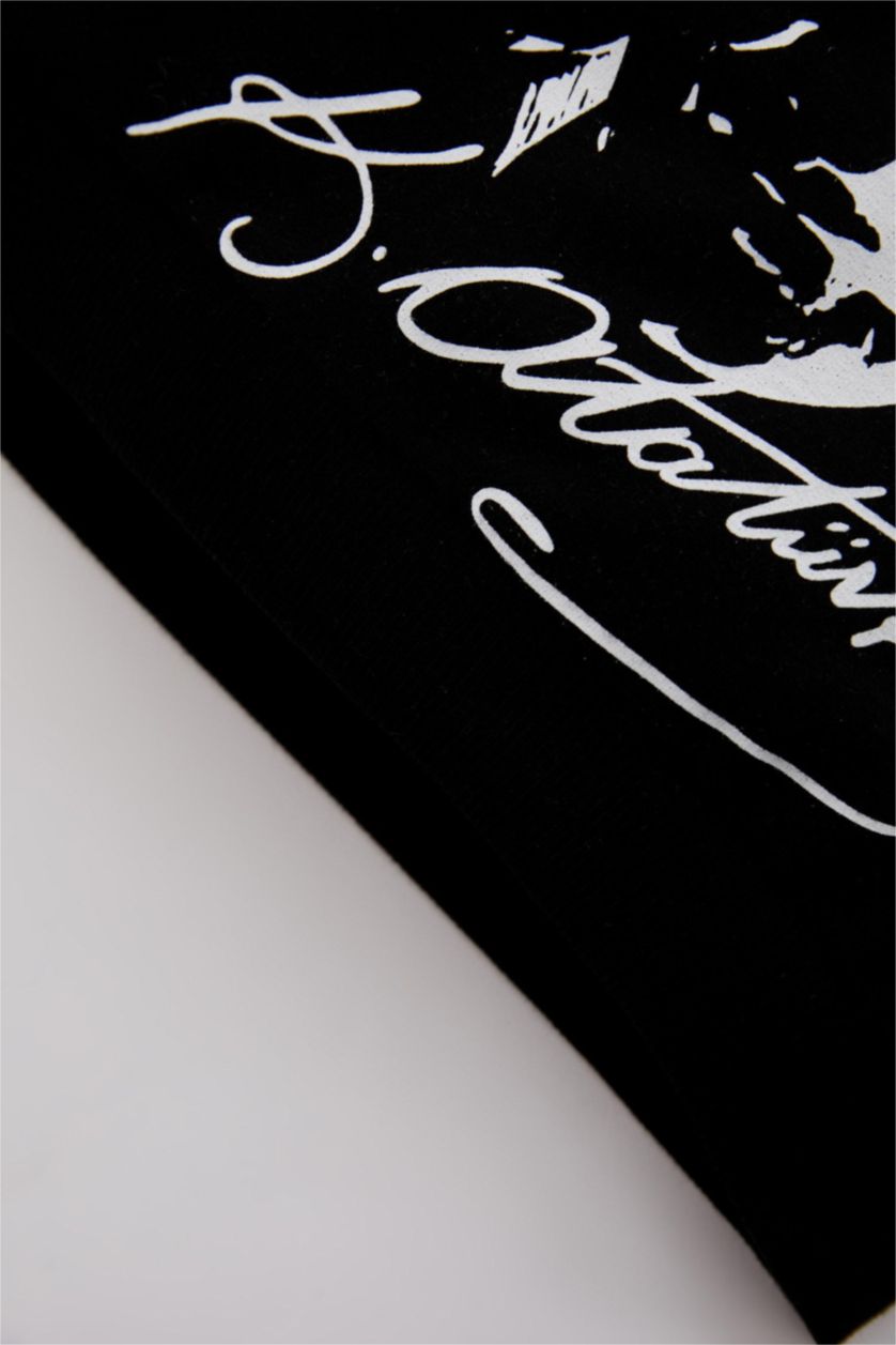 Kız Bebek Siyah Kız Bebek Bisiklet Yaka Atatürk Baskılı Sweatshirt