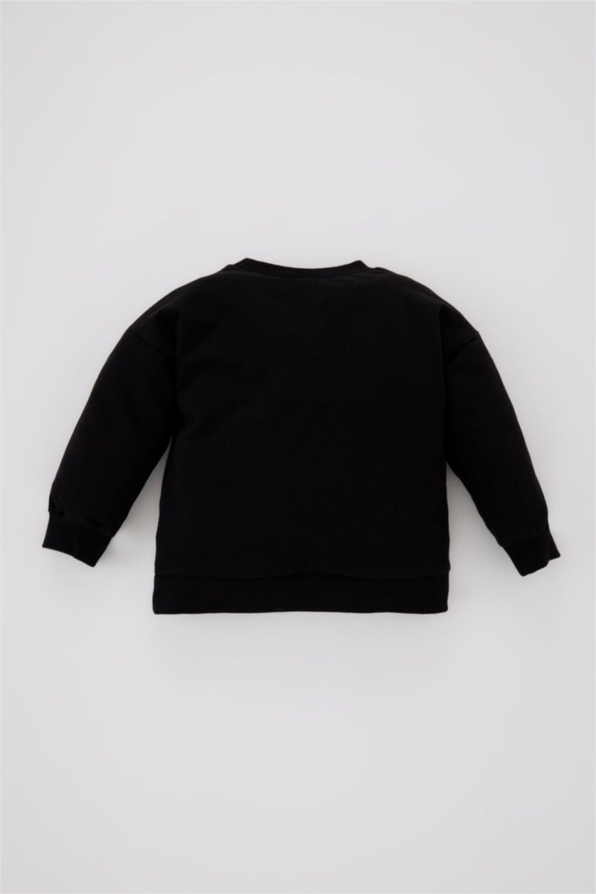 Kız Bebek Siyah Kız Bebek Bisiklet Yaka Atatürk Baskılı Sweatshirt