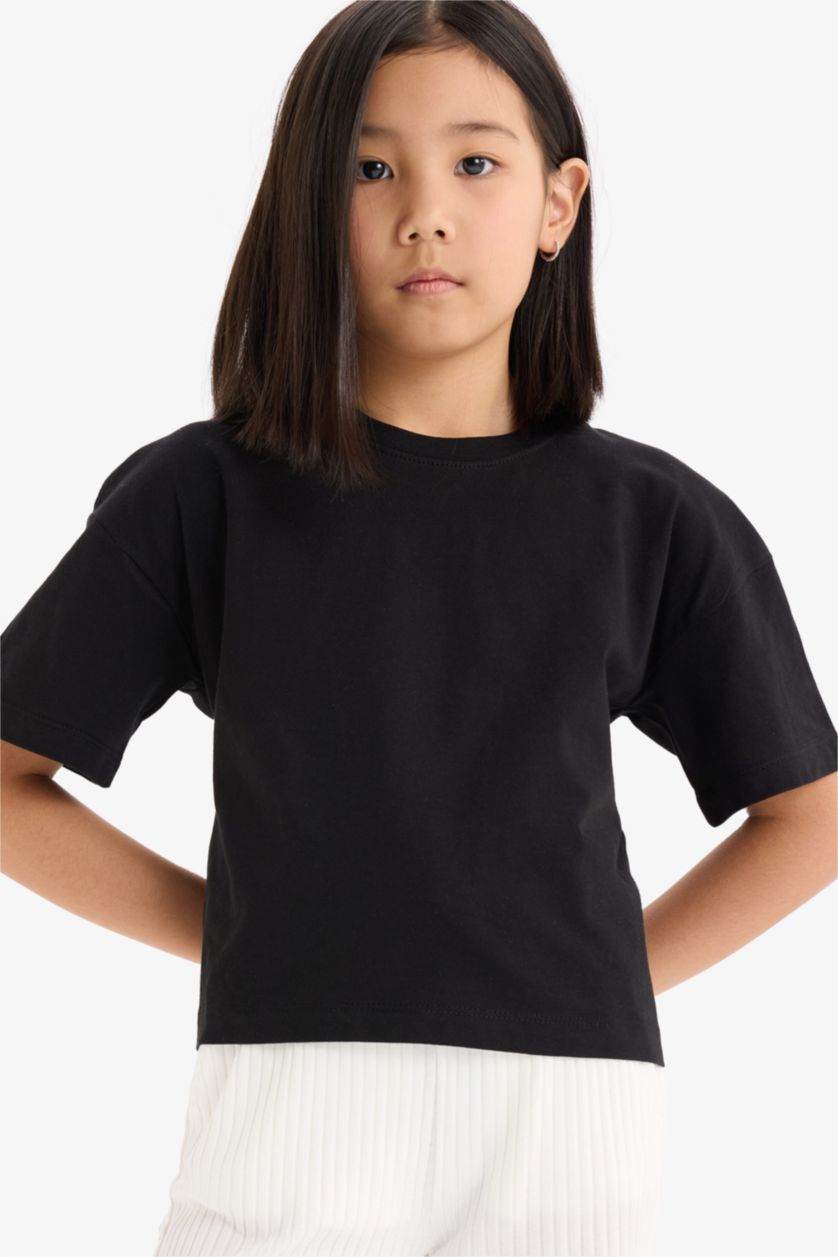 Young Girls - Teen Girls Black Girl Relax Fit Crew Neck Short Sleeve T-Shirt