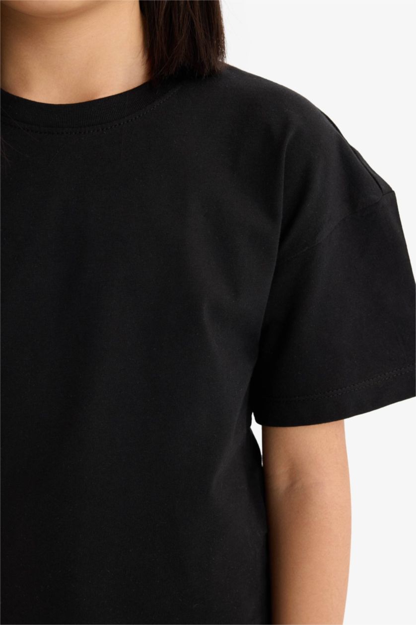 Young Girls - Teen Girls Black Girl Relax Fit Crew Neck Short Sleeve T-Shirt