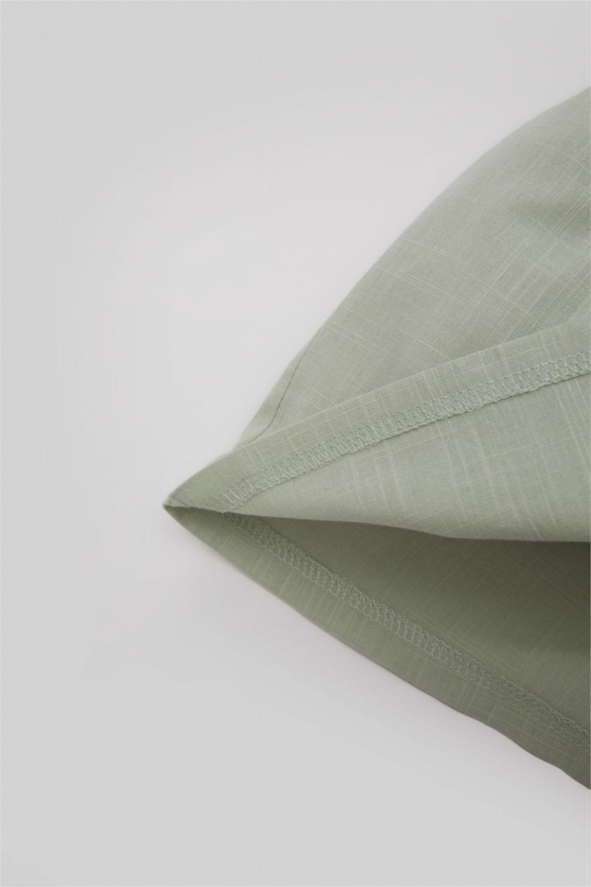 طفلة صغيرة نعناع فستان بناتي ذو مظهر كتاني قصة عادية نص ردن