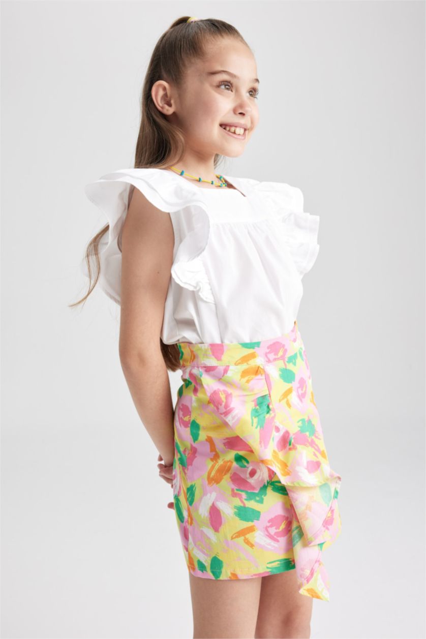 GIRLS & TEENS White Girl Square Collar Short Sleeve Blouse