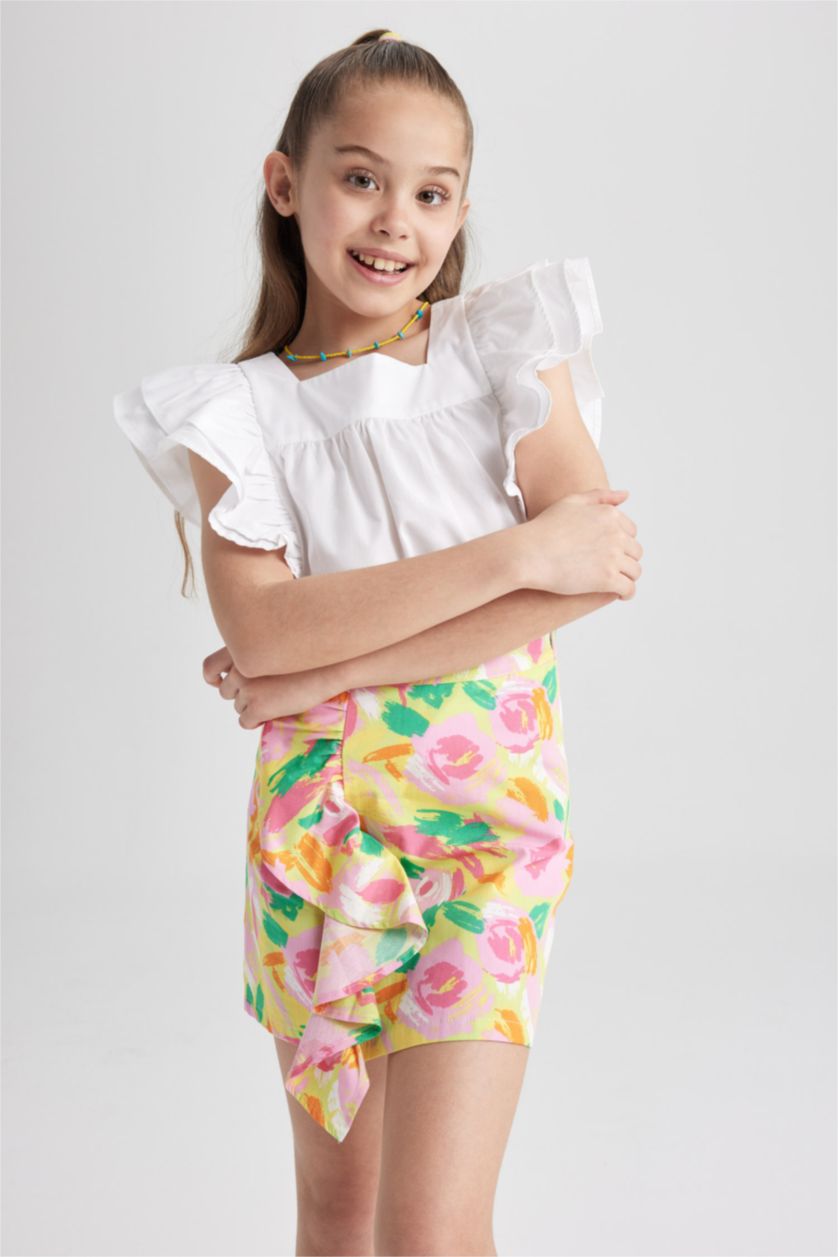 GIRLS & TEENS White Girl Square Collar Short Sleeve Blouse