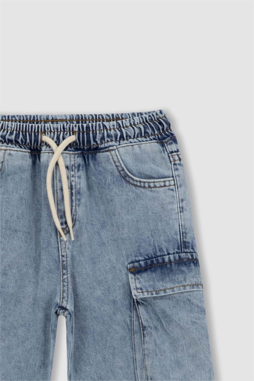 BOYS & TEENS Light Blue شورت جينز كارجو فيت