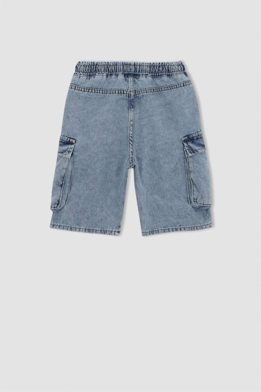 BOYS & TEENS Light Blue شورت جينز كارجو فيت