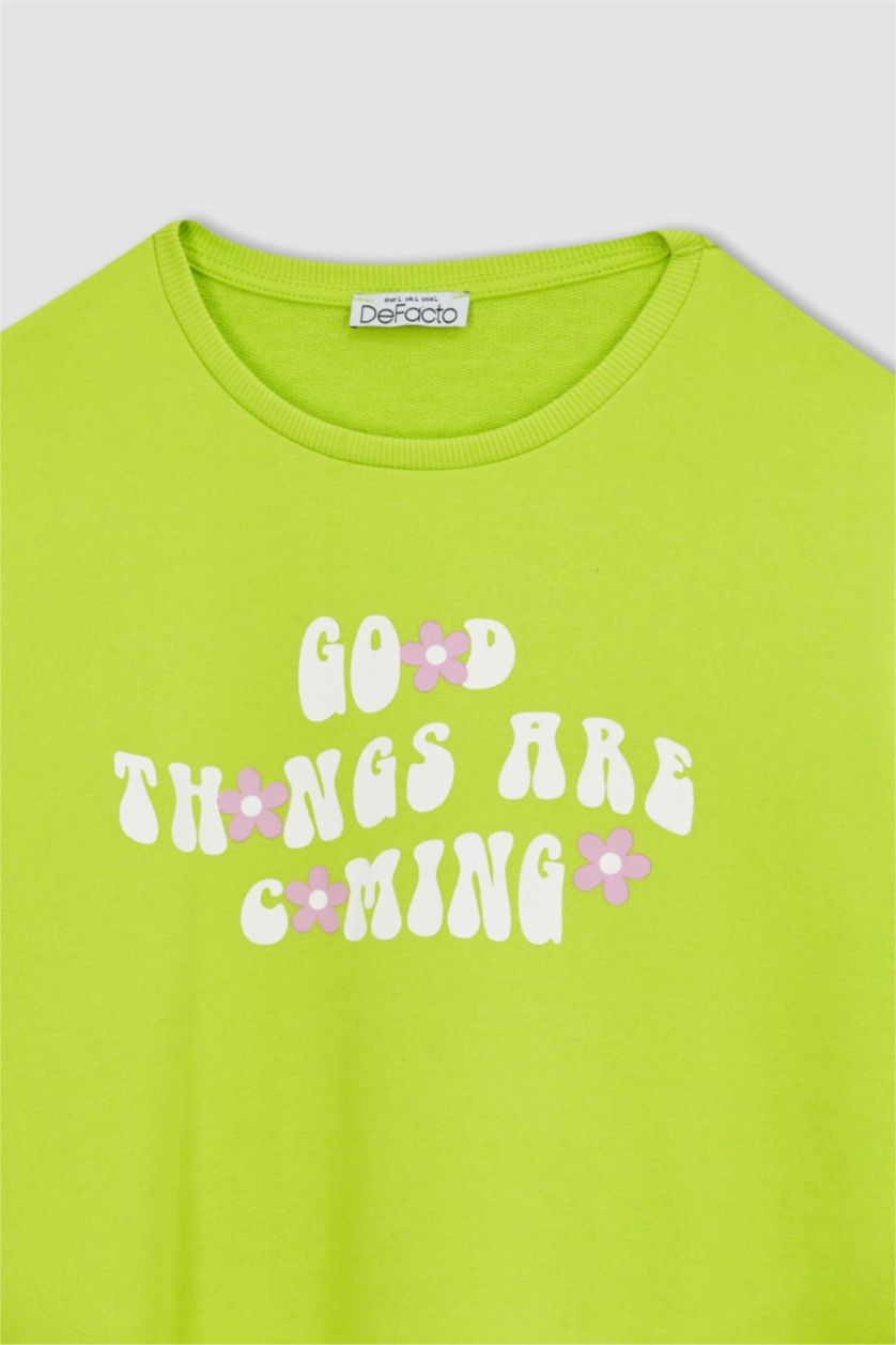 WOMAN Green Regular Fit Printed Maternity Sweatshirt