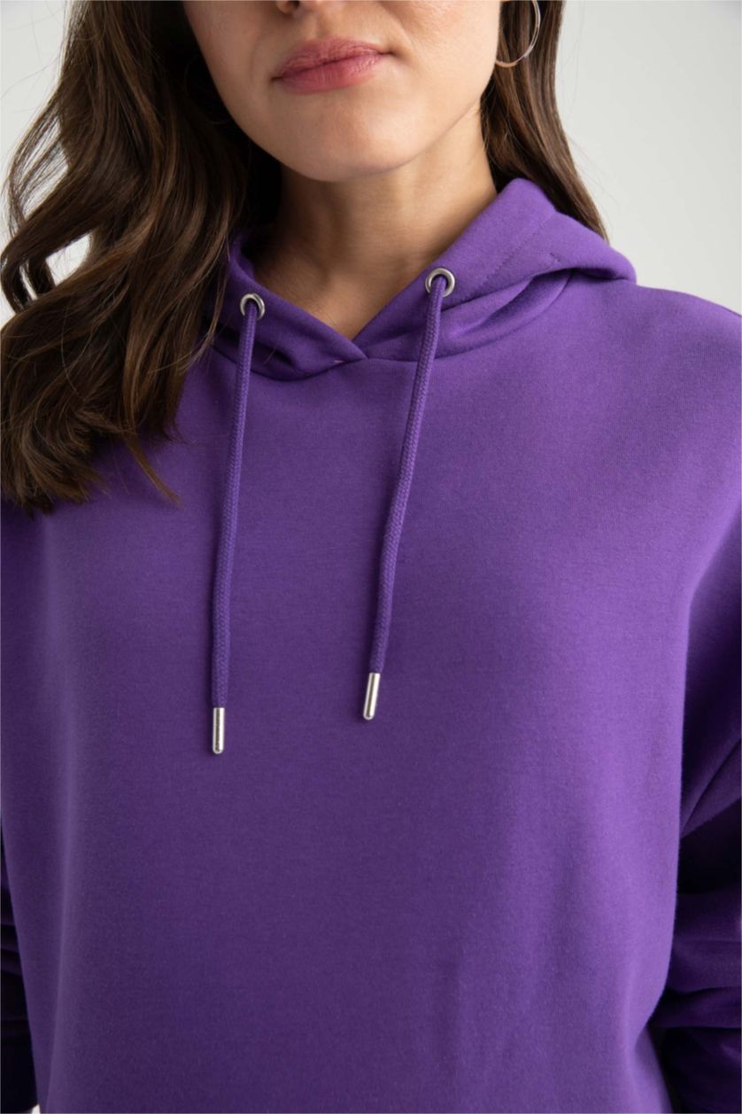 Женщины Фиолетовый Свитшот стандартного кроя с капюшоном для беременных