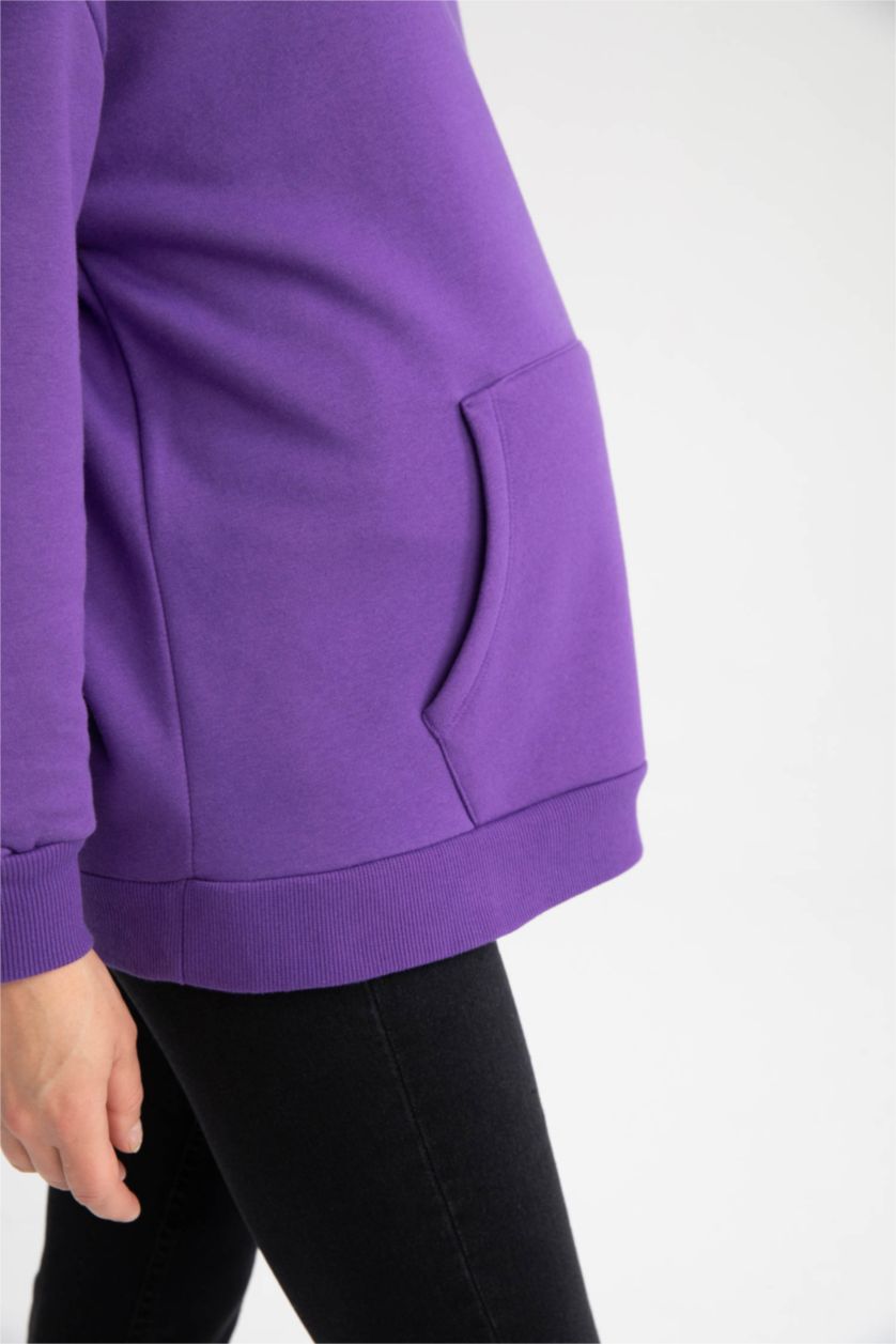 Женщины Фиолетовый Свитшот стандартного кроя с капюшоном для беременных