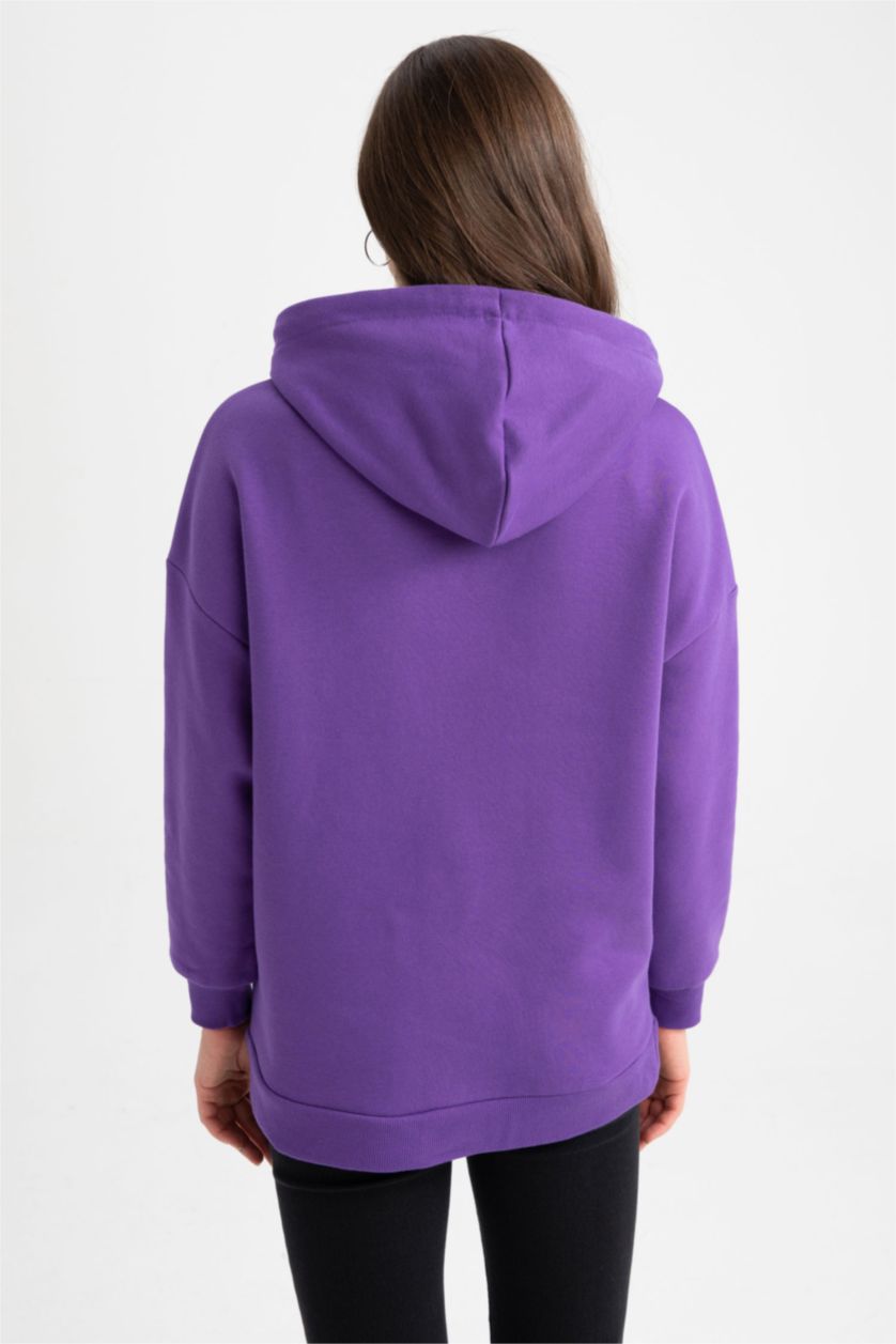 Женщины Фиолетовый Свитшот стандартного кроя с капюшоном для беременных