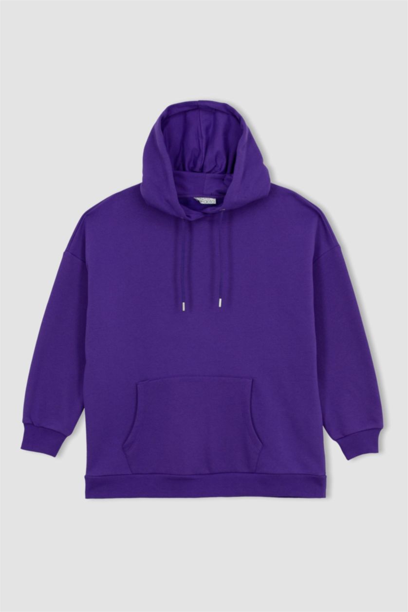 Женщины Фиолетовый Свитшот стандартного кроя с капюшоном для беременных