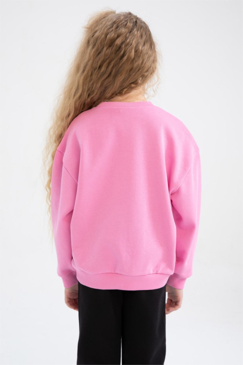 GIRLS & TEENS Pink Girl Disney Mickey Mouse Regular Fit Crew Neck Sweatshirt