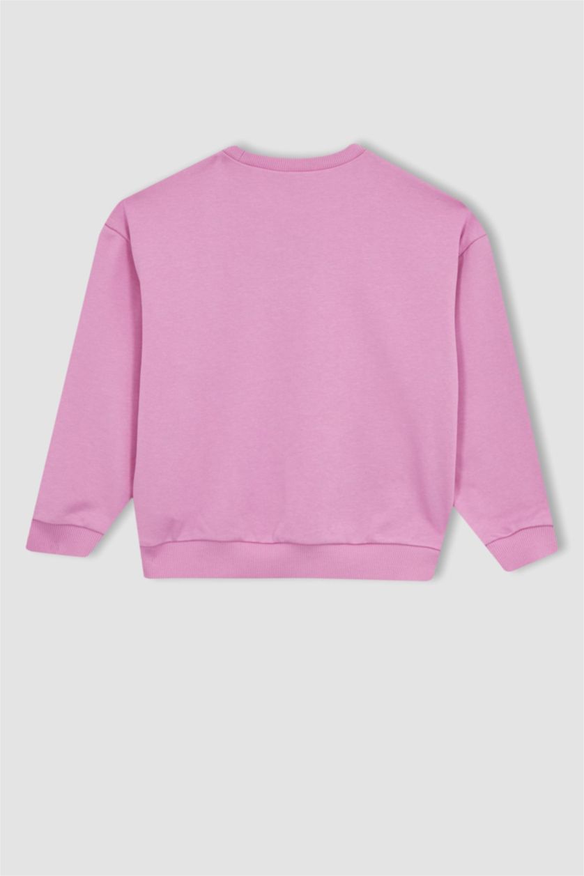 GIRLS & TEENS Pink Girl Disney Mickey Mouse Regular Fit Crew Neck Sweatshirt