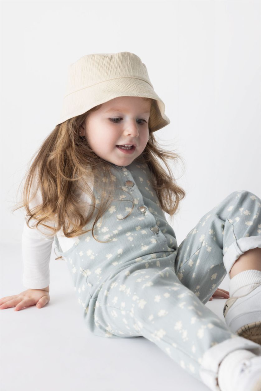 BÉBÉ FILLE Bleu Combinaison En Gabardine À Fleurs Pour Bébé Fille