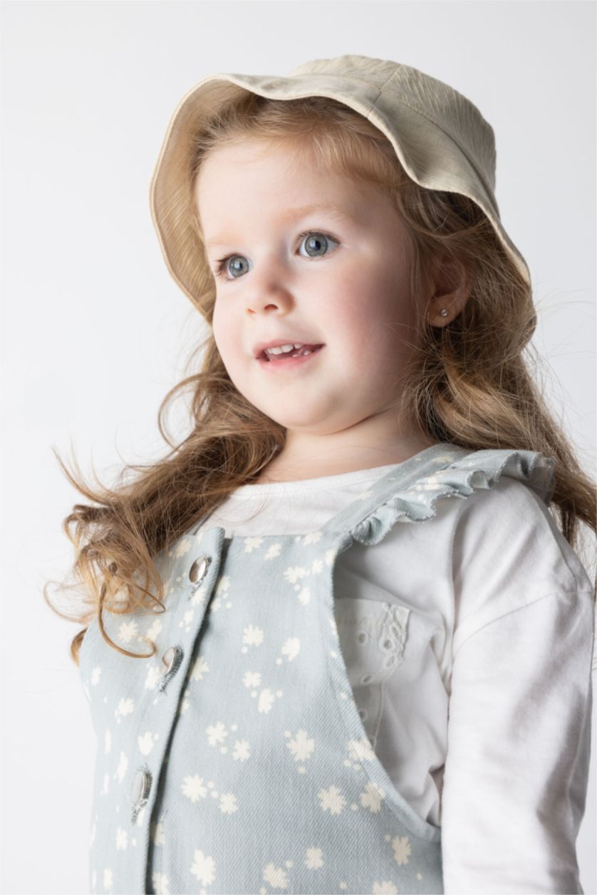 BÉBÉ FILLE Bleu Combinaison En Gabardine À Fleurs Pour Bébé Fille