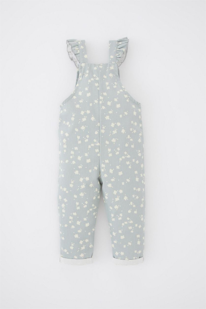 BÉBÉ FILLE Bleu Combinaison En Gabardine À Fleurs Pour Bébé Fille