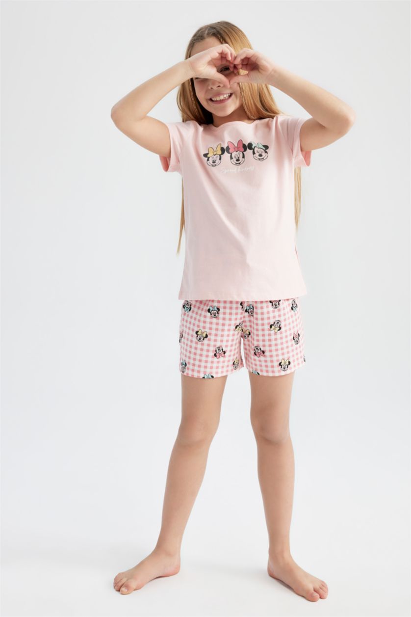 GIRLS & TEENS Light Pink Girls Regular Fit Disney Mickey & Minnie Licensed Pajama Set