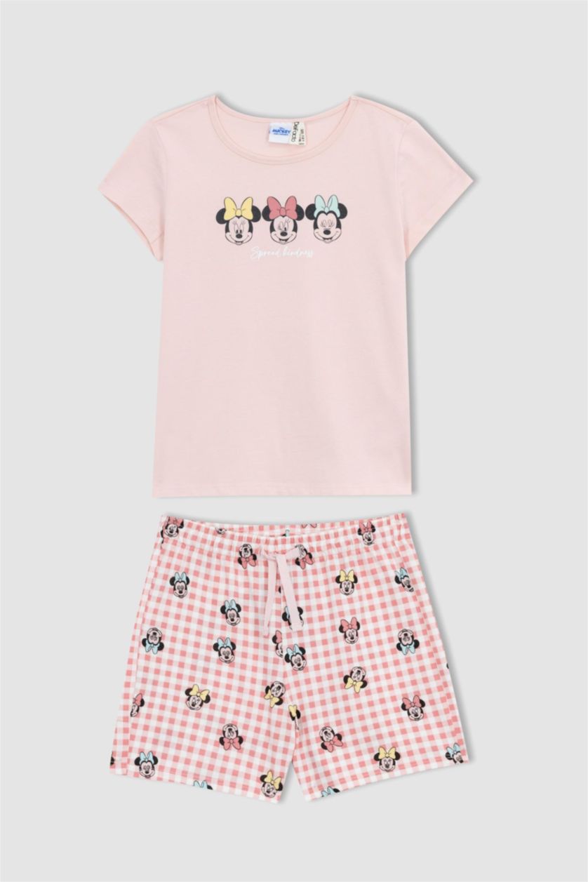 GIRLS & TEENS Light Pink Girls Regular Fit Disney Mickey & Minnie Licensed Pajama Set